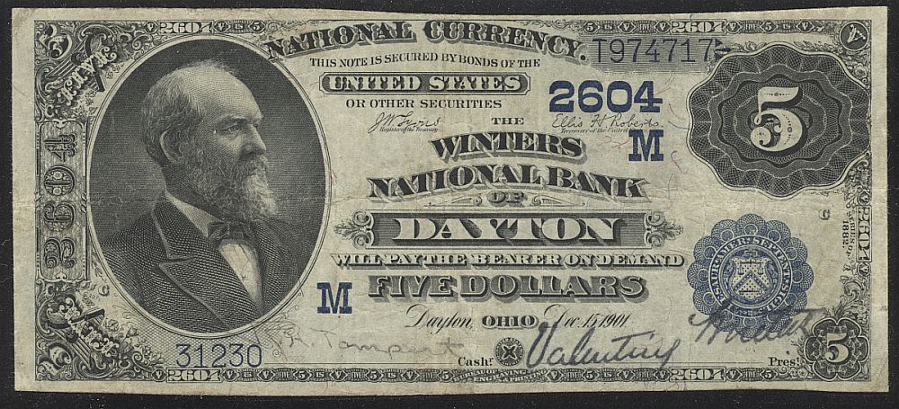 Dayton, OH, Winters National Bank, Ch.#2604, 1882VB $5, VF, 31230